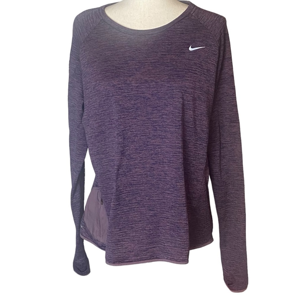 Women’s NIKE‎ running DRI-FIT long sleeve shirt shirt with side zipper pocket XL